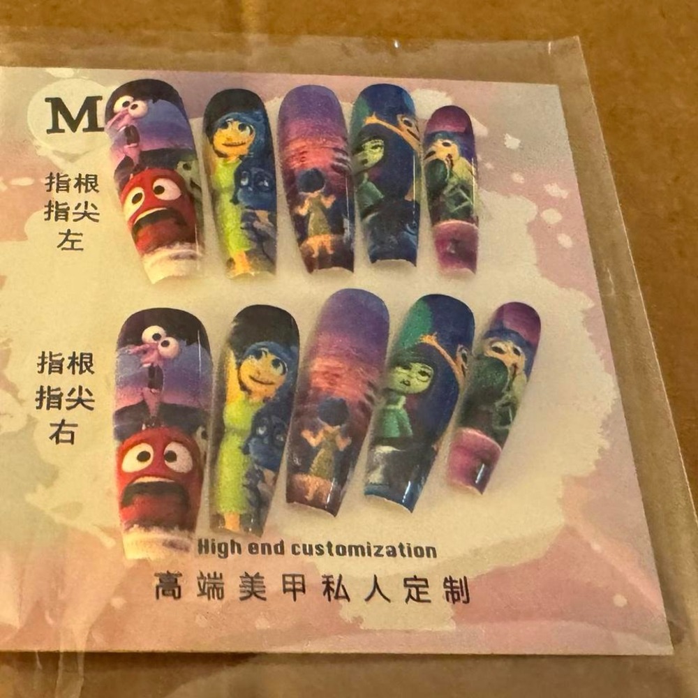 Colorful Cartoon Press‎ On Nails | Long Coffin Printed Nail Set | Fun Novelty